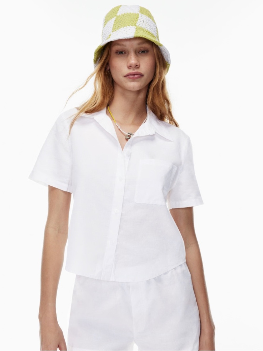 Sunday Best Poplin Short Sleeve Crisp White Cotton Boxy Button Down Eliza Shirt